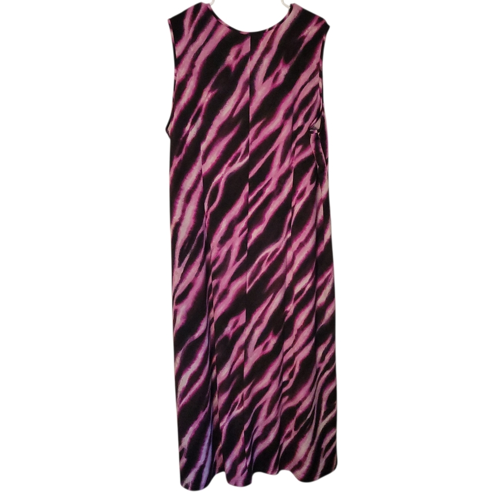 NWT Bob Mackie Wearable Art Pink/ Black Animal Print Sleeveless Dress, Size 2X - Picture 6 of 9